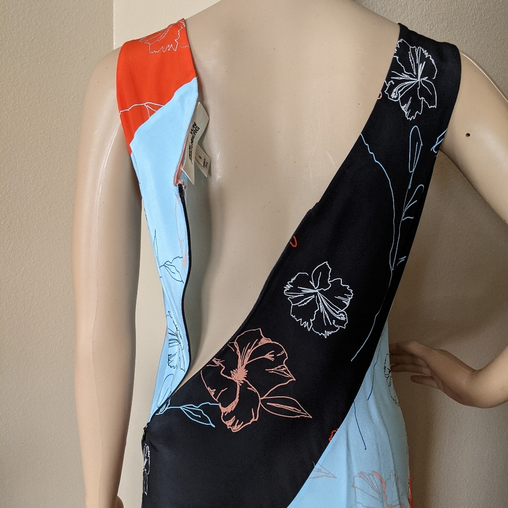 Diane Von Furstenberg Blue + Orange + Black Floral Midi Dress - Picture 9 of 11